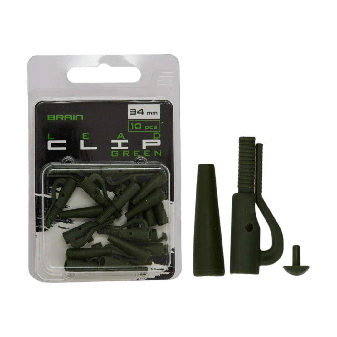 Безпечна кліпса Brain Lead Clip With Stopper 34mm Green (10 шт/уп)