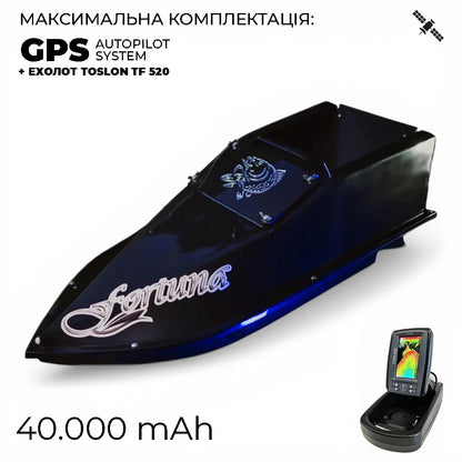 Кораблик Фортуна — бункер 3 л, дальність 600 м | Помаранчевий, 27 000 mAh, базова комплектація