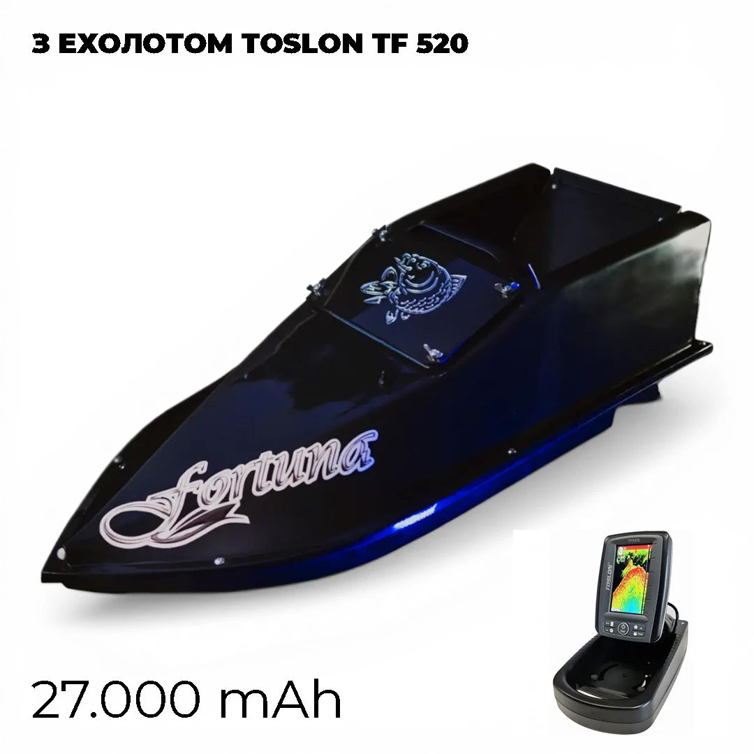 Кораблик Фортуна — бункер 3 л, дальність 600 м | Помаранчевий, 27 000 mAh, базова комплектація