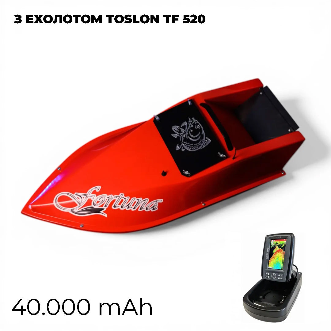 Кораблик Фортуна — бункер 3 л, дальність 600 м | Помаранчевий, 27 000 mAh, базова комплектація