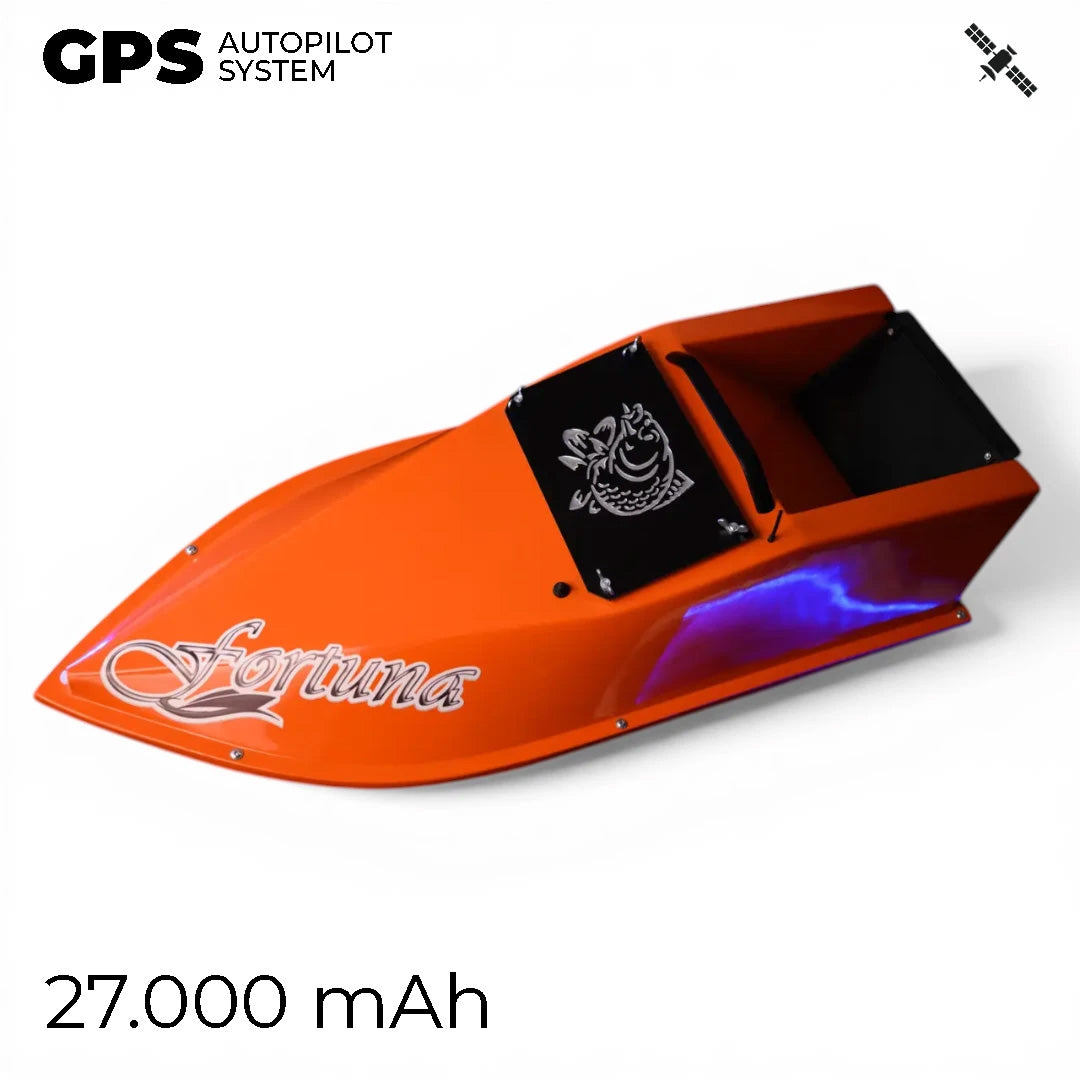 Кораблик Фортуна — бункер 3 л, дальність 600 м | Помаранчевий, 27 000 mAh, базова комплектація