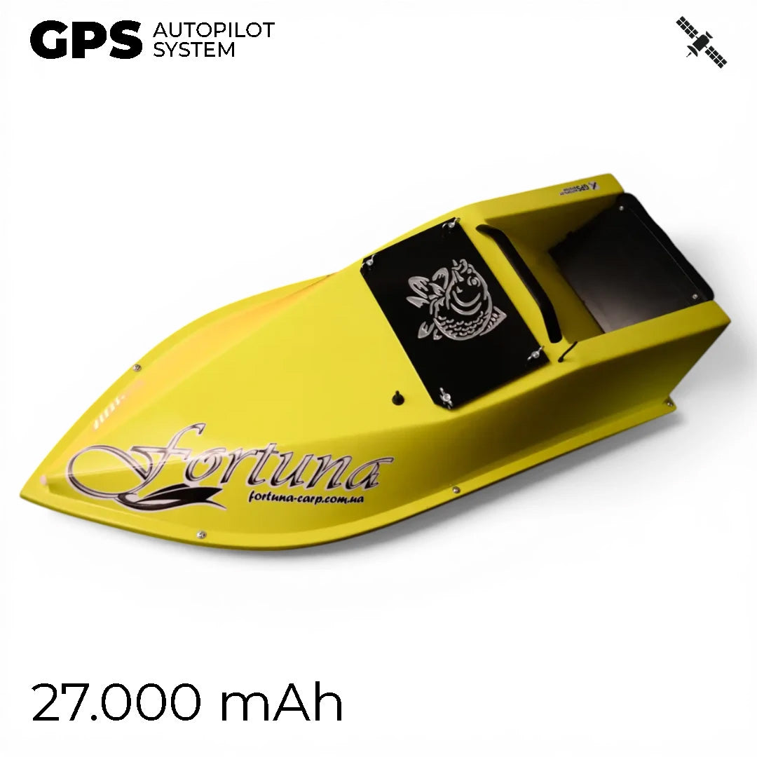 Кораблик Фортуна — бункер 3 л, дальність 600 м | Помаранчевий, 27 000 mAh, базова комплектація