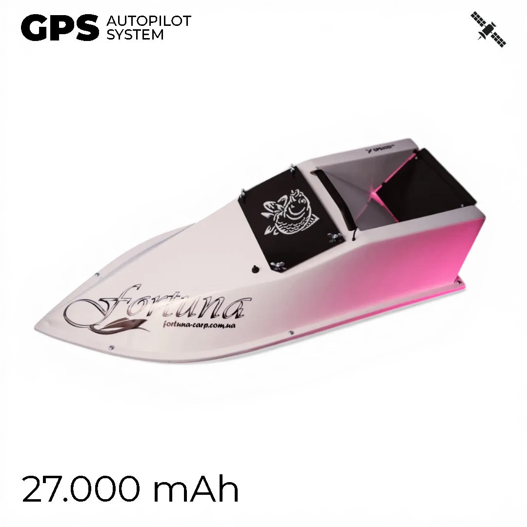 Кораблик Фортуна — бункер 3 л, дальність 600 м | Помаранчевий, 27 000 mAh, базова комплектація