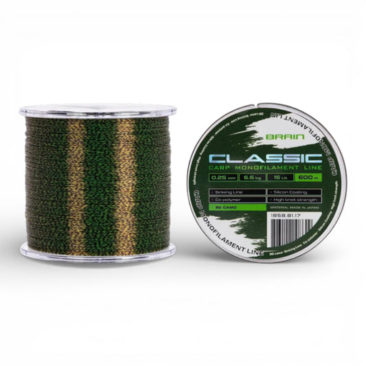 Волосінь Brain Classic Carp Line 600 м (3D Camo) | 0.25/0.28/0.30 мм, 15–20lb